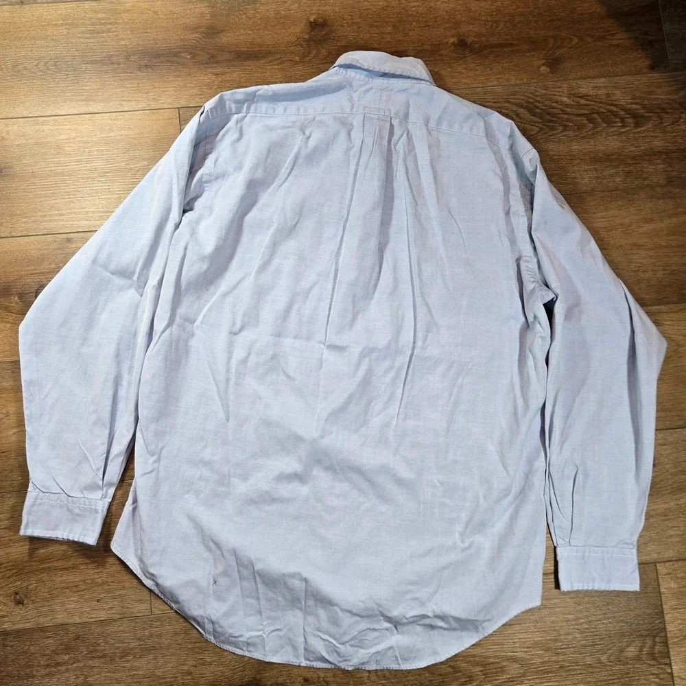 Vintage Polo Ralph Lauren Yarmouth Shirt Mens 16 35 Blue Oxford Cotton Flesh
